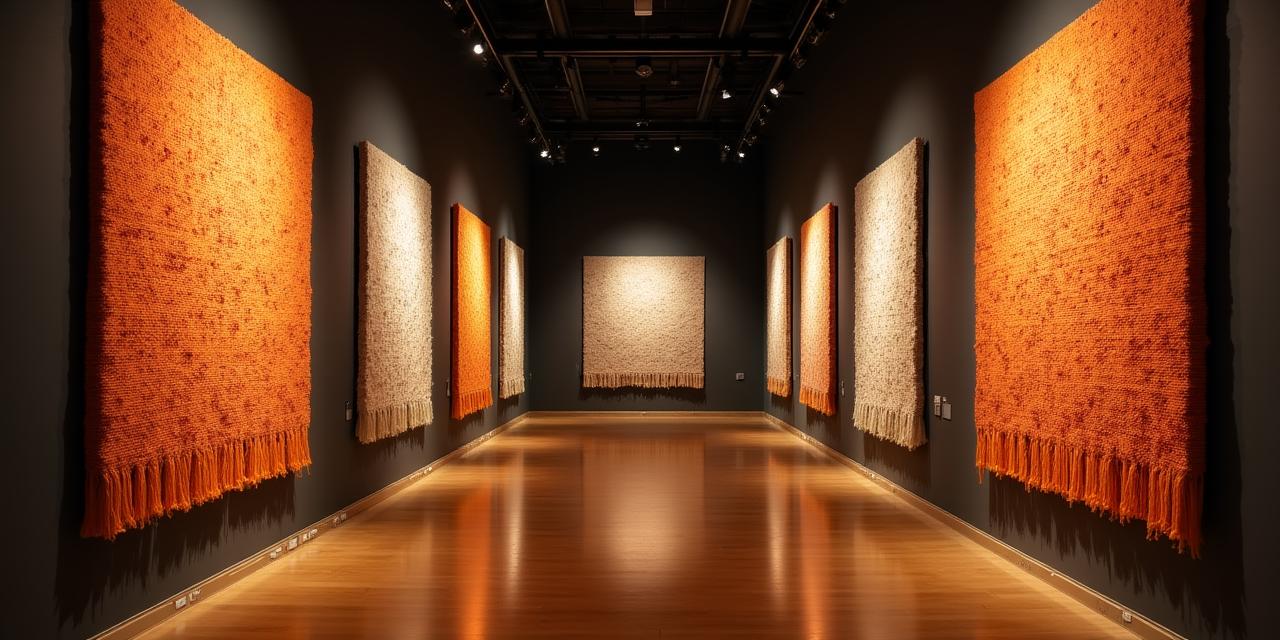 Mostra tessile artistica con illuminazione d'accento